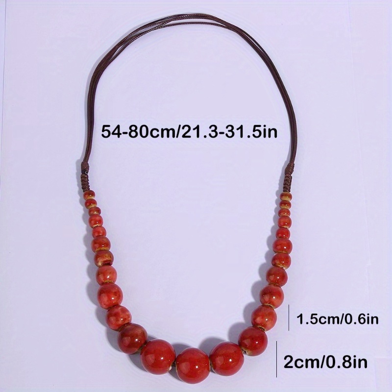 Boho Style Ceramic Bead Y Necklace Vintage Chain 1pc